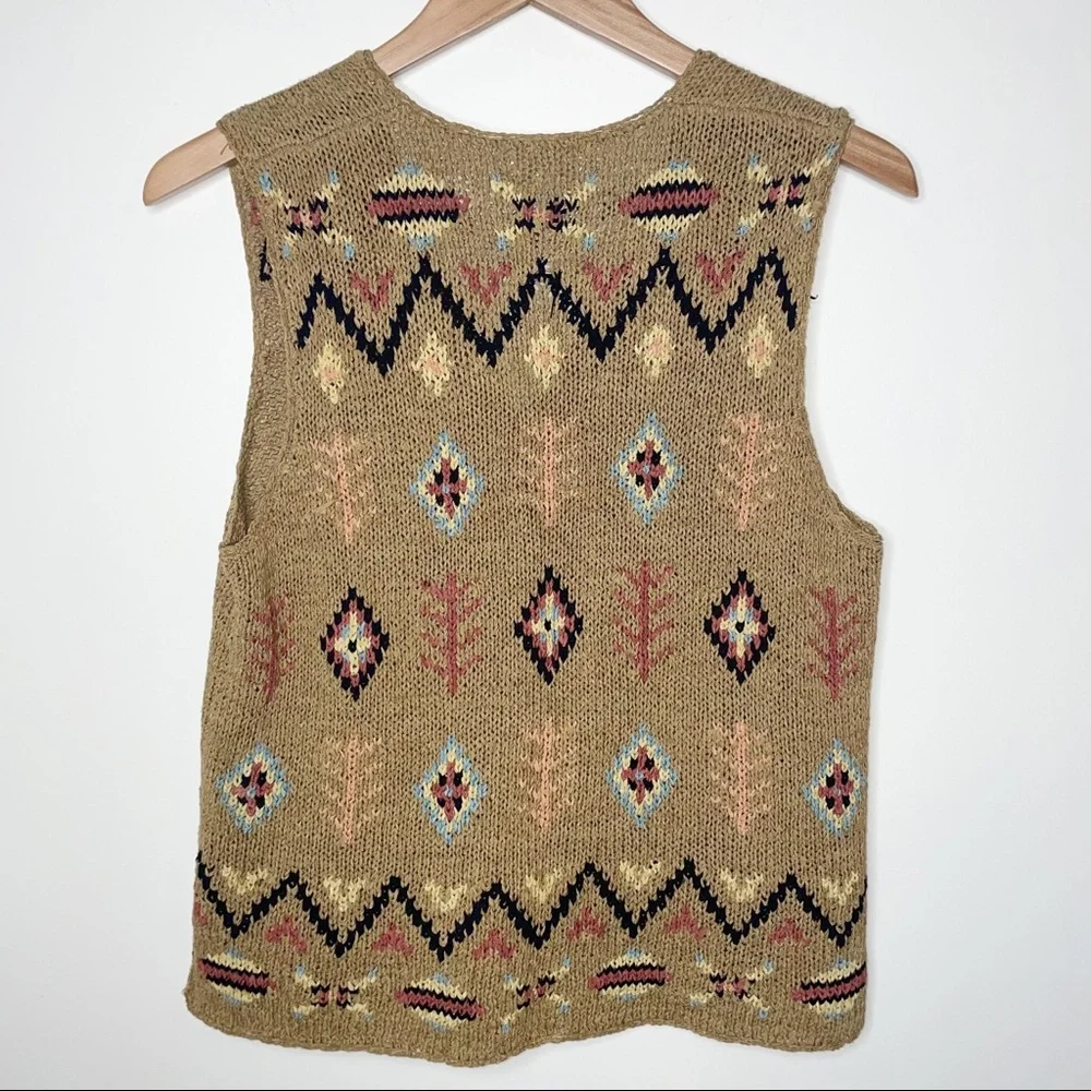 Portraits by NORTHERN ISLES Vintage Navajo Aztec Knit Button Sweater Vest M - Picture 4 of 10
